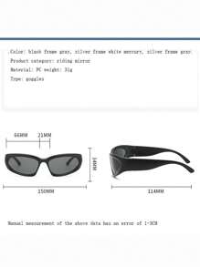 未来主义赛博朋克Y2K银色千年个性化时尚眼镜，男女通用 - 灰色 - 查看 12