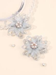 2 件花朵发夹，蕾丝仿珍珠发夹，纯色发饰，适合幼儿儿童派对礼物 - 髮夾 - 查看 1