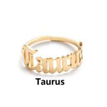 1 pieza Anillo chapado en oro de acero inoxidable para mujer con doce constelaciones, de moda y sencillo, apropiado para el uso diario de joyas de mujer