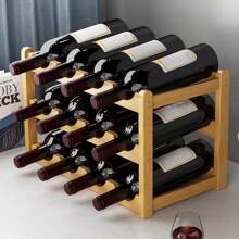 1 件多层竹制酒架 - 现代简约设计，易于组装，小型桌面葡萄酒展示和储存整理器，非常适合放置和储存葡萄酒，送给父亲的礼物 - 本色 - 查看 5