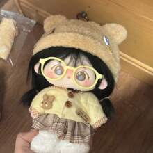 20cm schattige, zoete originele katoenen pluchen teddybeer konijnpop met verwisselbare kleding (willekeurige levering van knopen)