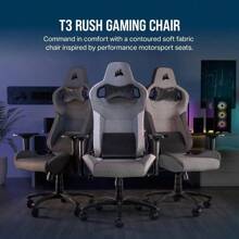 Corsair T3 Rush (2023) Silla de Juegos, Talla única, Gris y carbón - Gris Oscuro - Ver 4