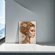 1 pieza 30*40cm / 11.8*15.75in Juego de pintura de diamantes 5D con forma asimétrica sin marco, patrón de retrato de mujer de diseño propio para decoración de pared, adorno, adecuado para principiantes, adultos, regalo de Acción de Gracias