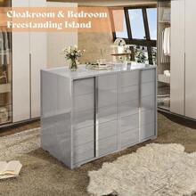 5-Drawer Dresser, Modern Glossy Chest Of Drawers, Spacious Storage Organizer Cabinet For Bedroom, Living Room Or Cloakroom, Grey - 灰色 - 查看 7