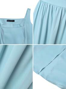 ZANZEA Women Summer Square Neck Sleeveless High Waist Split Tank Sundress Holiday Party A-Line Swing Long Dress - 綠色 - 查看 5