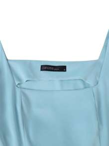 ZANZEA Women Summer Square Neck Sleeveless High Waist Split Tank Sundress Holiday Party A-Line Swing Long Dress - 綠色 - 查看 6