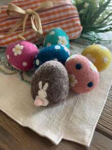 12pcs Easter Felted Eggs Bulk Basket Decor Kit Easter Needle Wool Felted Egg Pastel Decorative Hanging Ornament For Easter Party Decoration Gift Basket Stuffers Fillers Classroom Prize Supplies Surprise Party Favor Easter Tree Decor - Multicolor - View 4