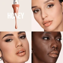 HUDA BEAUTY Lip Gloss Plumper For Fenty Beauty High-Shine Non-Sticky Formula With Vitamin E Lip Filler Effect & Hydrating Gloss 0.13 Oz/3.9 ML-Faux Filler Shiny Non-Sticky Lip Gloss-Size 0.13 Oz / 3.9 ML - Honey - 查看 4