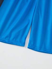 Teen Boy Quick Dry Breathable Mesh Sports Shorts, Loose Fit, Outdoor Workout Shorts - Blue - View 7