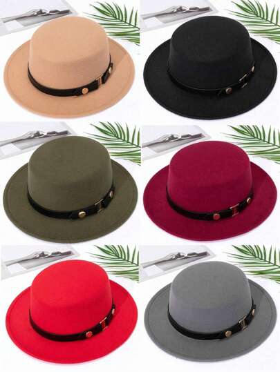 Denna eleganta ullfilthatt är lämplig för sommarstrand, kvinnors vardag och semesterkläder, med runda nitar och symmetriskt midjeband, en dekorativ western cowboyhatt, lämplig för den kommande påsk- och sommarsäsongen.