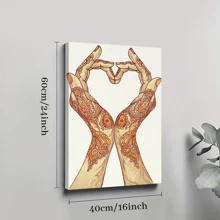 1pc Framed Canvas Wall Art, Heart Hands Gestures Art Print Canvas Poster, Ideal Gift For Bedroom Living Room Hallway Dorm Wall Decor