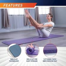 Esterillas de yoga multiusos antideslizantes Fitness by con correa de transporte, opciones deúltiples grosores y colores - Gris pizarra (1/2 pulgada) - Ver 4