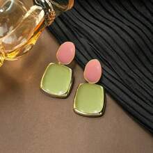 2 piezas Aretes cuadrados minimalistas y a la moda, joyería para fiesta y eventos