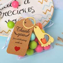 Set Of 30 Gold/Silver Footed Keychain Bottle Openers With Sandbags, Twine, And Thank You Cards For Baby Shower For Guests To Reveal Gender And Party Preferences, Birthday Parties, Gifting Events, Valentine's Day Gifts, Kitchen And Bar Supplies, Party Favors