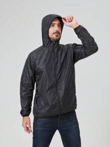 1 件男士轻质防水户外夹克，多口袋设计，防晒皮肤外套 - 黑色 - 查看 4