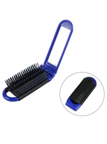 1 件塑料折叠镜发梳 - 旅行迷你口袋发刷 - 便携式小巧梳子，带化妆镜、发刷、梳子、美发工具、美发产品及配件，适用于理发沙龙美容旅行必需品