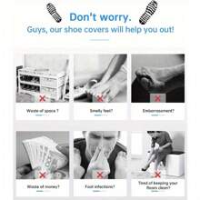 一次性防滑鞋套，室内一次性防滑鞋套，适合美国男士 11 码和美国女士 13 码，无纺布（黑色 50 件套）