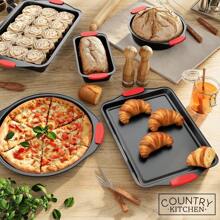 Nonstick Stackable Bakeware Set - Durable, Easy Release Baking Set, Black, 10 Pcs