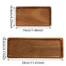 2pcs Elegant Wooden Serving Tray, Breakfast Tray, Wooden Tray, Acacia Wooden Tray, Multifunctional Snack Tray, Cake Tray, Bread Tray, Perfect For Coffee Table Desserts, Cakes& Snacks Ideal For Restaurants & Kitchens, Multi-Purpose, Bathroom Accessories, All Seasons