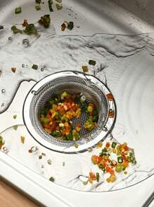 1PC Modern Stainless Steel Round Sink Strainer With Handle - Anti-Clogging Mesh Strainer For Kitchen And Bathroom Sinks, No Power Required - Multicolor - View 6