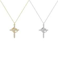 1 件时尚新款微镶嵌钻石皇冠和可旋转吊坠项链，奢华感百搭派对珠宝