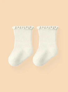 6 件/1 件婴儿褶边袜子，适合新生女孩和男孩日常使用 - 彩色 - 查看 11