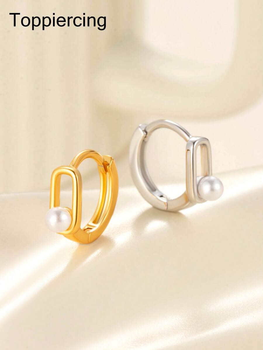 Toppiercing 1 对独特的几何空心软骨夹式耳环，适合女孩