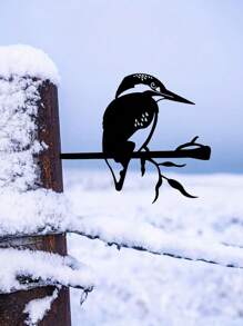 CIF BUY “1 件优雅的鸟铁剪影艺术 - 适用于庭院和围栏的乡村花园桩装饰，迷人的户外金属装饰品” - 黑色 - 查看 6