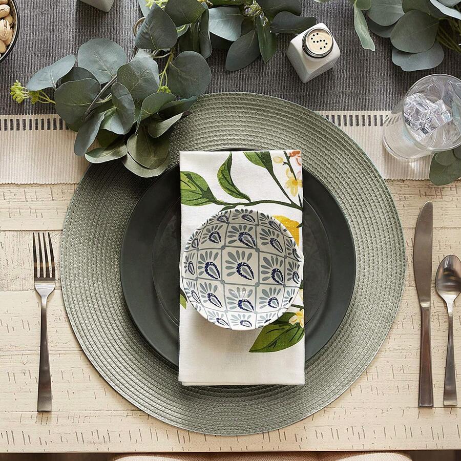 1pc/2pcs/4pcs/6pcs -Piece Set Round Non-Slip Table Mat Waterproof Natural Braided Placemats, Under Plate, Boho Placemats For Kitchen Table Indoor/Outdoor Washable, Heat-Resistant Placemat For Dining Table Perfect For Table Decoration For Home, Hotels, Restaurants, Parties, Camping, Festivals, Weddings, Events, Holidays. Universal Placemats All Year Round. - Olive Green - View 1