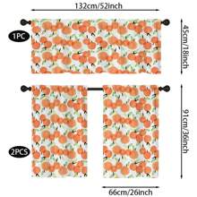 1 件/2 件橙色苹果桃子印花装饰窗帘薄纱 52 英寸 * 18 英寸，26 英寸 * 36 英寸乡村风格涤纶杆窗帘套装春季主题四季厨房咖啡店客厅办公室卧室家居装饰窗帘 - 彩色 - 查看 8