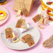 Set Of 30 Gold/Silver Footed Keychain Bottle Openers With Sandbags, Twine, And Thank You Cards For Baby Shower For Guests To Reveal Gender And Party Preferences, Birthday Parties, Gifting Events, Valentine's Day Gifts, Kitchen And Bar Supplies, Party Favors