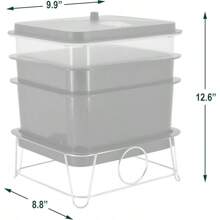 4-Tray Worm Composting Bin Kit With Coco Coir Brick For Recycling Food Waste, Worm Castings, Worm Tea, Vermiculture And Vermicomposting - Black - View 2