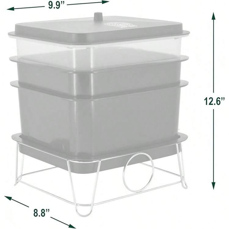 Kit de compostador de 4 bandejas con ladrillo de fibra de coco para reciclar residuos de alimentos, humus de lombriz, té de lombriz, vermicultura y vermicompostaje - Negro - Añade 2