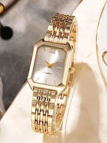 Luxury Steel Strap Women's Watch, Business Casual Fashion Square Quartz Wrist Watch, Birthday Gift Timepiece - Multicolor - View 13