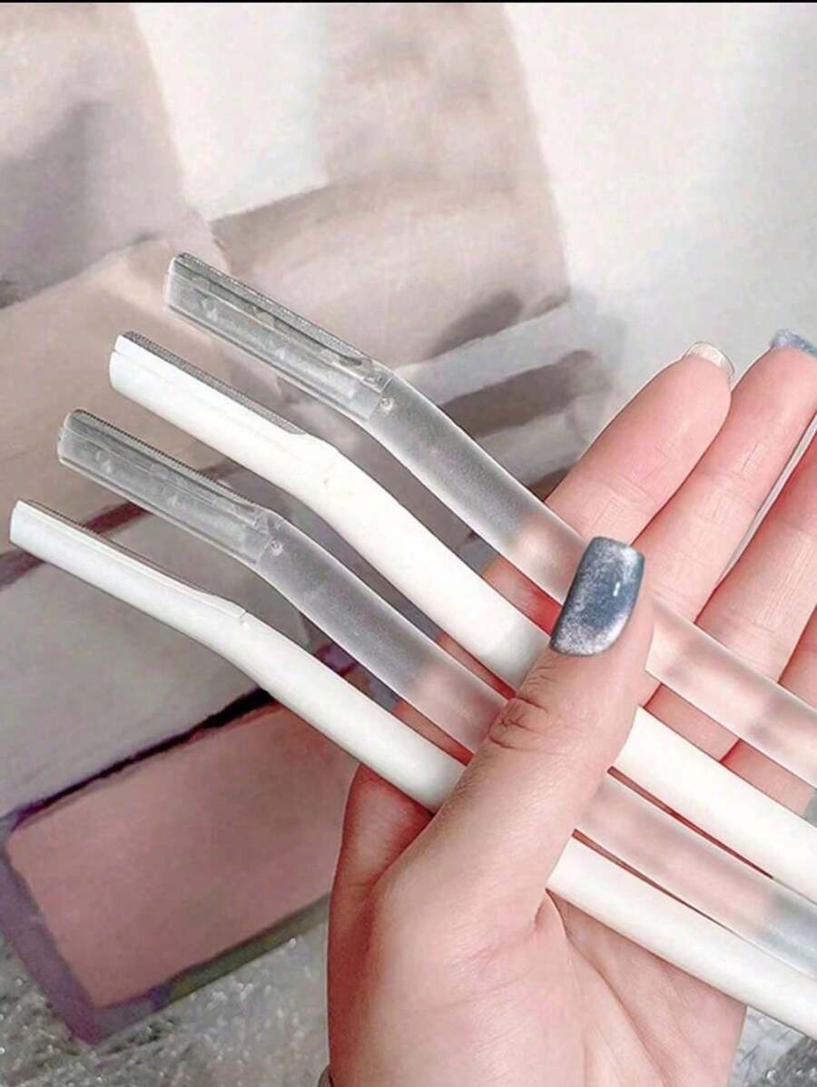 2pcs/Set Safety Eyebrow Trimmer & Shaver, Exfoliating Dermaplaning Tool, Body Hair Removal Trimmer And Face & Eyebrow Razor Set Long Handle Safety Blade With Precision Cover Women Eyebrow Shaping Tools Suitable For Or Travel Use