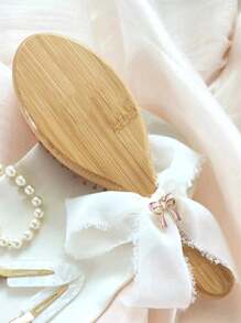 1pc Personalized Bamboo Hair Comb With Name Engraved, Anti-Static Hair Brush, Portable Hair Accessories, Wedding Anniversary Birthday Gift, Bridesmaids Gift, Customized Name Hair Brush For Mom Wife Sister Best Friend, Thoughtful Gift - Yellow - View 13