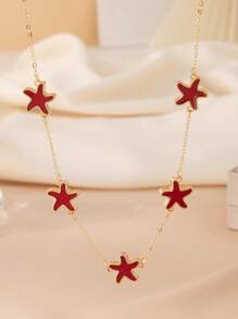 1pc Elegant Classic Starfish Necklace, Women's High-End Gold Color Necklace Suitable For Daily Wear - Multicolor - View 10