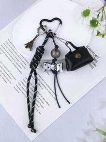 1pc Women's New Mini Handbag Style Eiffel Tower & Bow Decor Keychain Charm, Versatile Bag/Phone Accessory - Bag Keychain - View 11