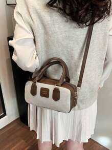 Bolso de hombro y cruzado de unicolor versátil y de moda, minimalista y práctico multifuncional - Caqui - Ver 6