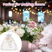 36/21/15件套图案合金珍珠钥匙扣，双花合金钥匙扣吊坠，可爱小白花珍珠饰品，耳机套，包包挂饰（5个珍珠花钥匙扣、5张感谢卡和5个欧根纱袋） - 15件(5套) - 查看 9