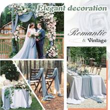 Toalha de mesa com estampa de queijo azul-acinzentado, toalha de mesa de gaze boho, toalha de mesa longa e transparente simples, tecido de gaze, pano de queijo de fazenda, adequado para chá de bebê, casamento, noiva, festa de aniversário, decoração de mesa de jantar