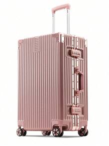 20 英寸铝制框架手提箱，ABC 硬壳行李箱，带万向轮和 TSA 锁，铝制（ABC+铝制）手提行李箱，带万向轮，适用于旅行、上学、露营、驾驶，送给女士/男士的礼物 - 防水、防盗、复古行李箱、静音万向轮拉杆箱、男士旅行包 - 简约、多功能、高级 - 玫瑰金 - 查看 1