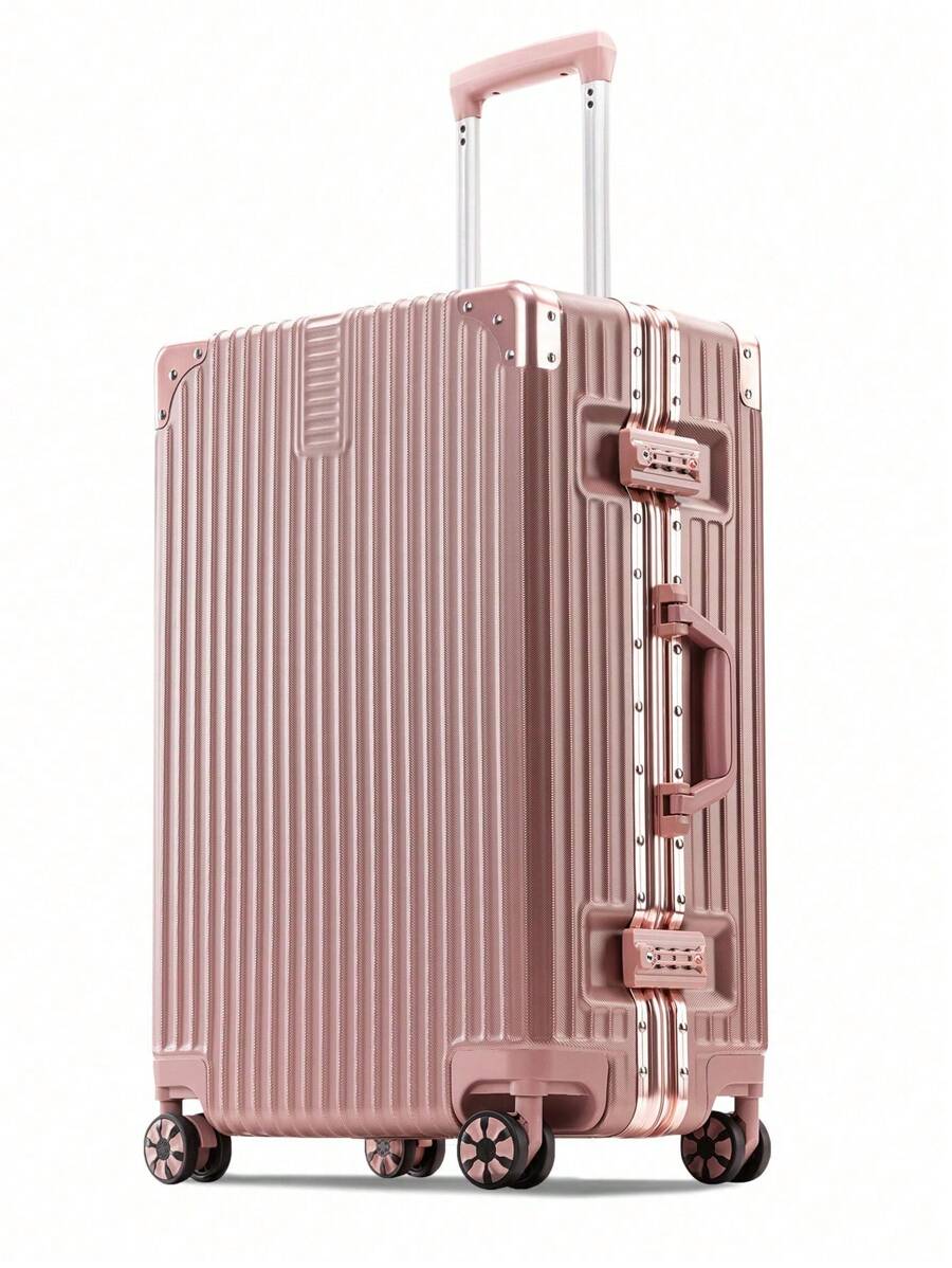 20 英寸铝制框架手提箱，ABC 硬壳行李箱，带万向轮和 TSA 锁，铝制（ABC+铝制）手提行李箱，带万向轮，适用于旅行、上学、露营、驾驶，送给女士/男士的礼物 - 防水、防盗、复古行李箱、静音万向轮拉杆箱、男士旅行包 - 简约、多功能、高级 - 玫瑰金 - 查看 1