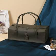 Imitation Leather Red Wine Gift Box, Large Capacity, Portable, New Chinese Style, Suitable For Mother's Day, Weddings, Thanksgiving, New Year, Bridal Parties, Birthdays, Housewarming, Father's Day, Multifunctional Storage Bags, Party Souvenirs, Red Wine Gift Bags