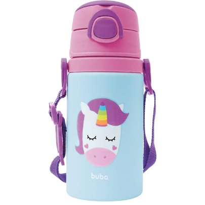  Garrafinha Infantil Bebê De Alumínio Canudo ou Pote Térmico 320ml Com Talher Buba Animal Fun 400ml Buba