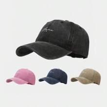 1 件男女通用心形和字母妈妈印花水洗透气时尚棒球帽，适合日常休闲户外穿着 - 藏蓝色 - 查看 1