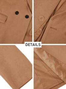 Tankaneo Gabardina de invierno de mezcla de lana cruzada para mujer de Youiham, chaqueta larga y elegante con cuello de solapa con muescas - Camel - Ver 5