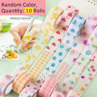 5 Rollos/10 Rollos/20 Rollos de Vendas Adhesivas Transpirables, Vendas para Dedos con Diseños de Dibujos Animados Lindos - Protección Autoadhesiva para Estudiantes., Vendajes Elásticos Autoadhesivos, Protegen los Dedos de la Abrasión, Adecuados para Ejercicios de Estiramiento, Deportes, Muñecas, Tobillos, Venda Elástica Autoadhesiva, Vendaje con Patrón de Dibujos Animados Lindo, Para Primeros Auxilios, Ejercicio, Protección de Muñeca y Tobillo, Cuidado Corporal. (Color Aleatorio) Accesorios de Gimnasio Cinta Deportiva