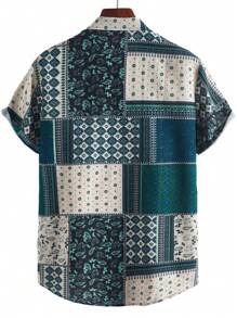 Men's Fashion Casual Hawaiian Print Short Sleeve Shirt