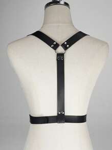 Women's Fashion Black PU Leather Corset Belt, Gothic Style Waist Trainer, Suitable For Daily Outfit, Fashion Statement Accessory, Steampunk Clothing Accessory